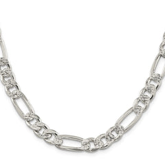 Sterling Silver 9.5mm Pavâ Flat Figaro Chain