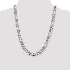Sterling Silver 11.0mm Pavâ Flat Figaro Chain