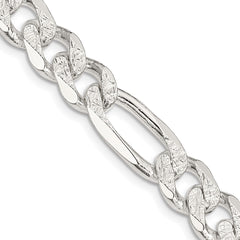 Sterling Silver 11.0mm Pavâ Flat Figaro Chain