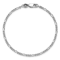 Sterling Silver Rhodium-plated 2.25mm Figaro Chain - 10