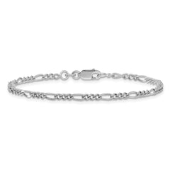 Sterling Silver Rhodium-plated 2.5mm Figaro Chain - 8