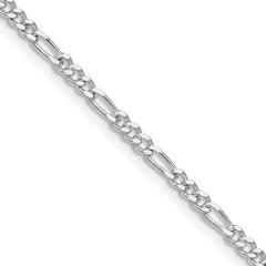 Sterling Silver Rhodium-plated 2.5mm Figaro Chain - 9