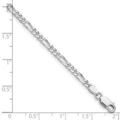 Sterling Silver Rhodium-plated 2.85mm Figaro Chain - 8