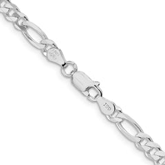 Sterling Silver Rhodium-plated 4.5mm Figaro Chain - 8