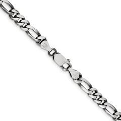 Sterling Silver Antiqued 5.5mm Figaro Chain - 8
