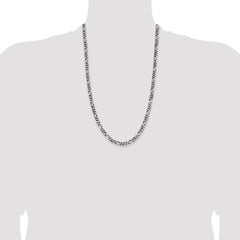 Sterling Silver Antiqued 5.5mm Figaro Chain - 8