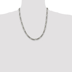 Sterling Silver Rhodium-plated 5.25mm Figaro Chain - 5