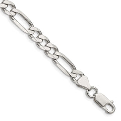 Sterling Silver Rhodium-plated 6.5mm Figaro Chain - 6