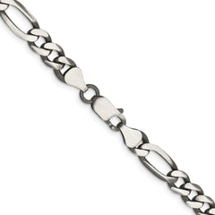 Sterling Silver Antiqued 6.5mm Figaro Chain - 7