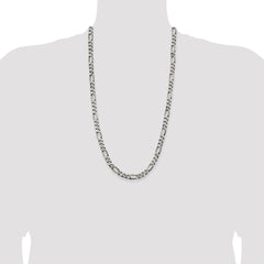 Sterling Silver Antiqued 6.5mm Figaro Chain - 7