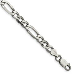 Sterling Silver Antiqued 6.5mm Figaro Chain - 4