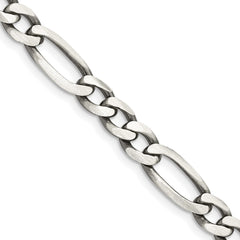 Sterling Silver Antiqued 6.5mm Figaro Chain - 7