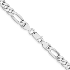 Sterling Silver Rhodium-plated 6.5mm Figaro Chain - 8