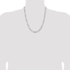 Sterling Silver Rhodium-plated 6.5mm Figaro Chain - 4