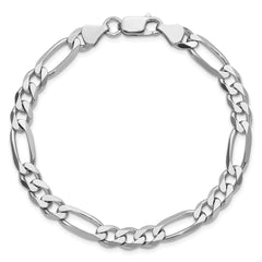 Sterling Silver Rhodium-plated 6.5mm Figaro Chain - 7