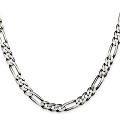 Sterling Silver Antiqued 7.5mm Figaro Chain - 7