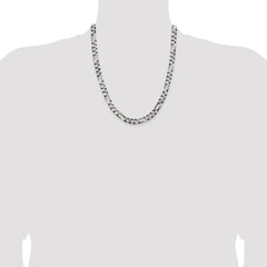 Sterling Silver Antiqued 7.5mm Figaro Chain - 7