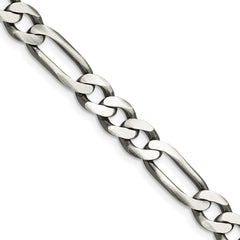Sterling Silver Antiqued 7.5mm Figaro Chain - 7