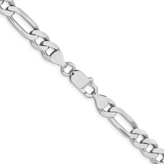 Sterling Silver Rhodium-plated 7.5mm Figaro Chain - 4