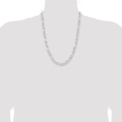 Sterling Silver Rhodium-plated 7.5mm Figaro Chain - 4