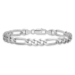 Sterling Silver Rhodium-plated 7.5mm Figaro Chain - 5