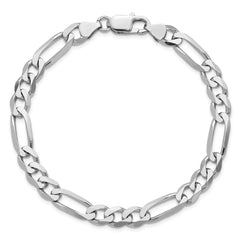 Sterling Silver Rhodium-plated 7.5mm Figaro Chain - 5