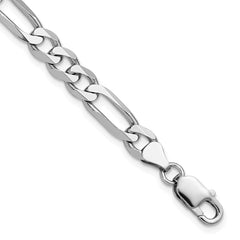 Sterling Silver Rhodium-plated 7.5mm Figaro Chain - 5