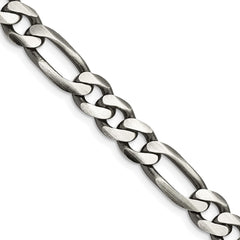 Sterling Silver Antiqued 7.75mm Figaro Chain - 2