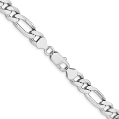 Sterling Silver Rhodium-plated 7.75mm Figaro Chain - 2