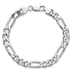 Sterling Silver Rhodium-plated 7.75mm Figaro Chain - 7