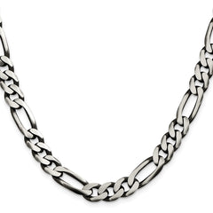 Sterling Silver Antiqued 9mm Figaro Chain - 3