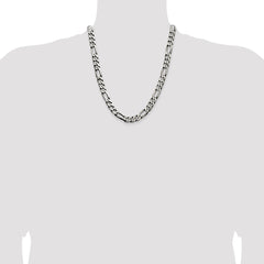 Sterling Silver Antiqued 9mm Figaro Chain - 3