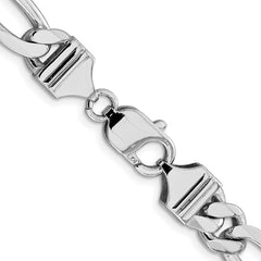 Sterling Silver Rhodium-plated 9mm Figaro Chain - 6