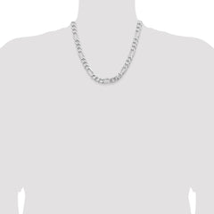 Sterling Silver Rhodium-plated 9mm Figaro Chain