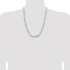 Sterling Silver Rhodium-plated 9mm Figaro Chain - 2
