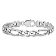 Sterling Silver Rhodium-plated 9mm Figaro Chain - 7