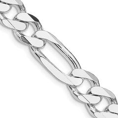 Sterling Silver Rhodium-plated 9mm Figaro Chain - 2