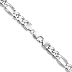 Sterling Silver Rhodium-plated 10.2mm Figaro Chain - 5