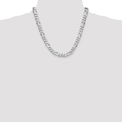 Sterling Silver Rhodium-plated 10.2mm Figaro Chain - 5