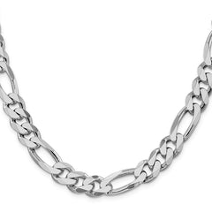 Sterling Silver Rhodium-plated 10.75mm Figaro Chain - 5