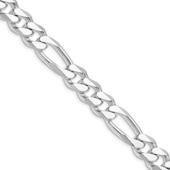 Sterling Silver Rhodium-plated 10.75mm Figaro Chain - 5