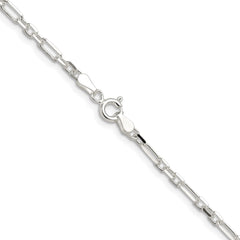 Sterling Silver D/C 3mm 3 Short Plus 1 Long Cable Link Chain - 5
