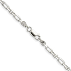 Sterling Silver D/C 4mm 3 Short Plus 1 Long Cable Link Chain - 7