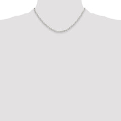 Sterling Silver D/C 4mm 3 Short Plus 1 Long Cable Link Chain - 7