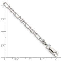 Sterling Silver D/C 4mm 3 Short Plus 1 Long Cable Link Chain - 5