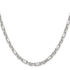 Sterling Silver D/C 4.5mm 3 Short Plus 1 Long Cable Link Chain - 6