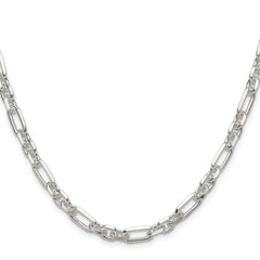 Sterling Silver D/C 6mm 3 Short Plus 1 Long Cable Link Chain - 4