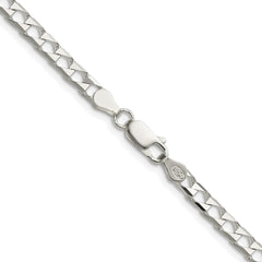 Sterling Silver 4mm D/C Square Curb Chain - 7