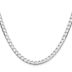 Sterling Silver Rhodium-plated 4mm D/C Square Curb Chain - 7