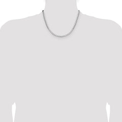 Sterling Silver Rhodium-plated 4mm D/C Square Curb Chain - 7